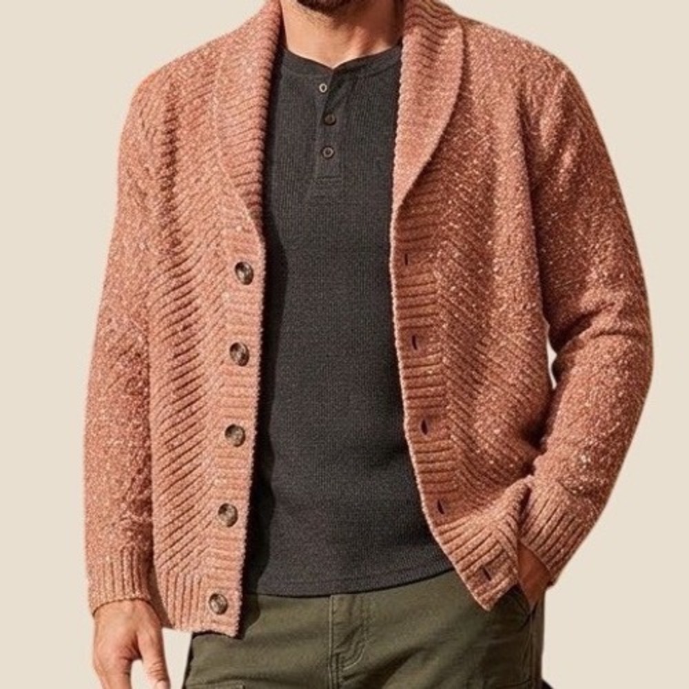 Coofandy Shawl Collar Thick Cardigan Sweater XL Mixed Knit Button Front